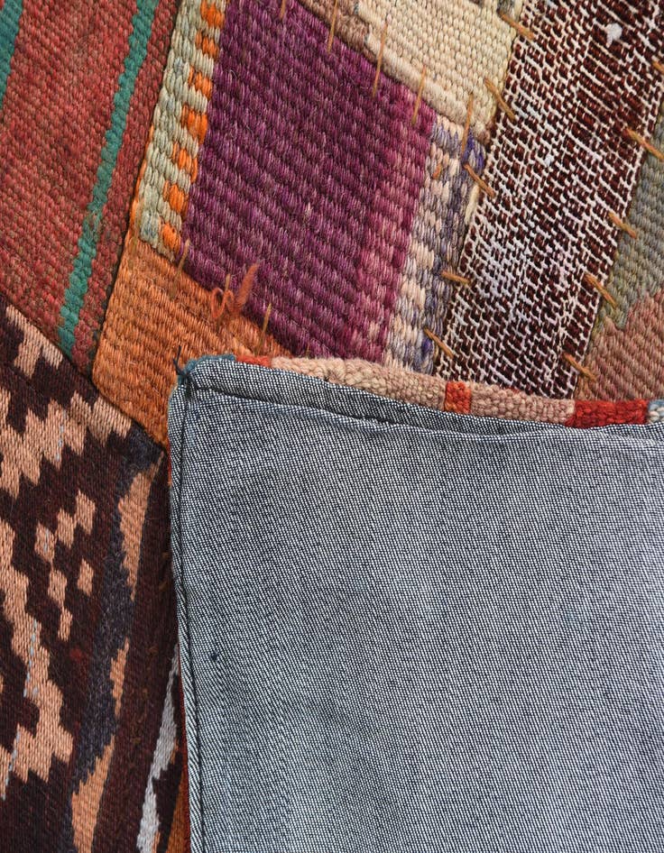 Detail image of  4' 10 x 6' 6  Hand Woven Kilim Patchwork Wool Rug