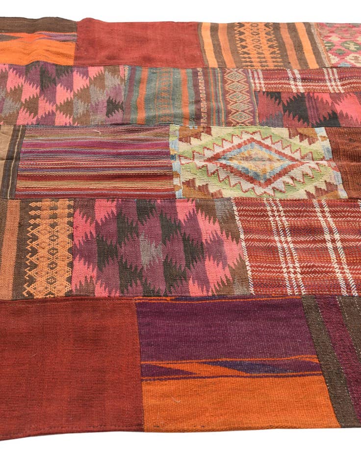 Detail image of  5' 1 x 6' 8  Hand Woven Kilim Patchwork Wool Rug