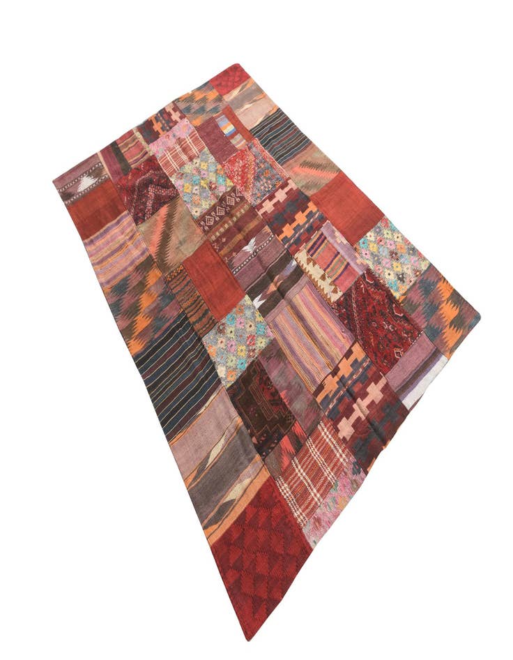 Detail image of  5' 7 x 8' 1  Hand Woven Kilim Patchwork Wool Rug