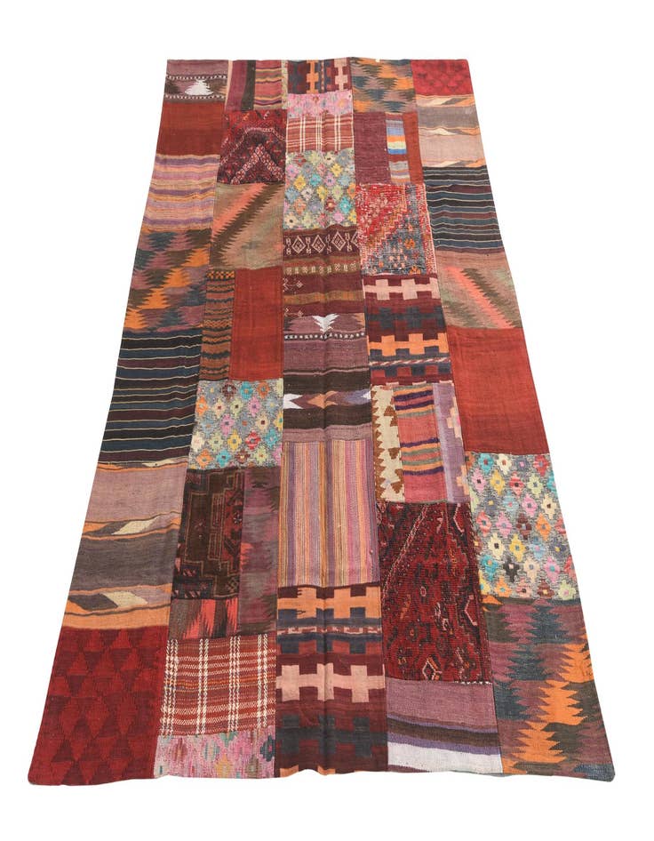 Detail image of  5' 7 x 8' 1  Hand Woven Kilim Patchwork Wool Rug