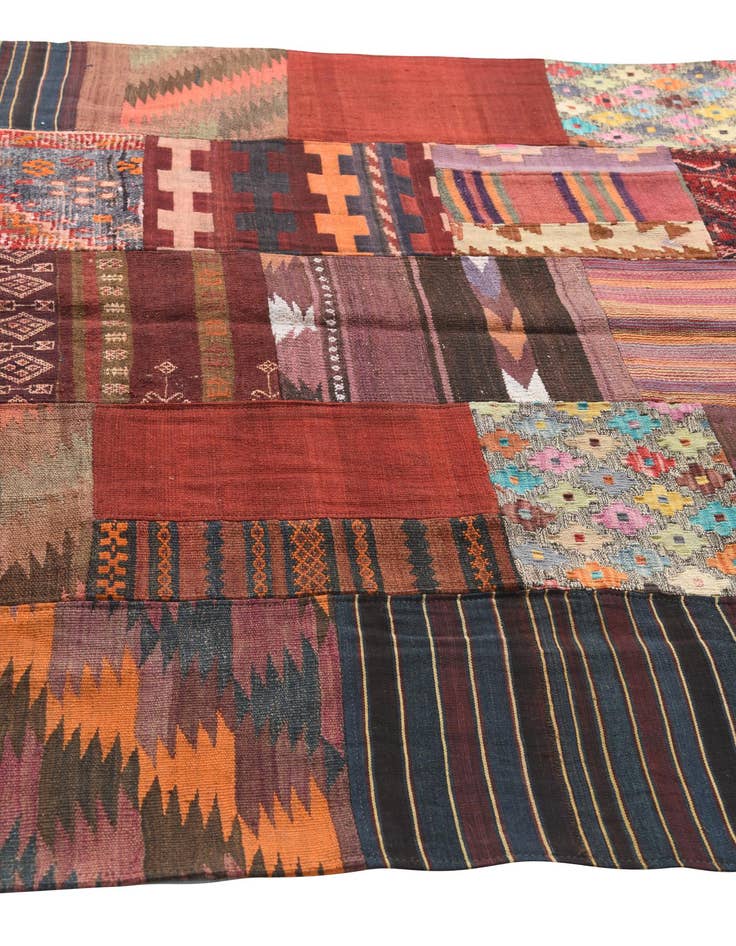 Detail image of  5' 7 x 8' 1  Hand Woven Kilim Patchwork Wool Rug