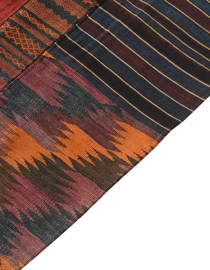 Detail image of  5' 7 x 8' 1  Hand Woven Kilim Patchwork Wool Rug