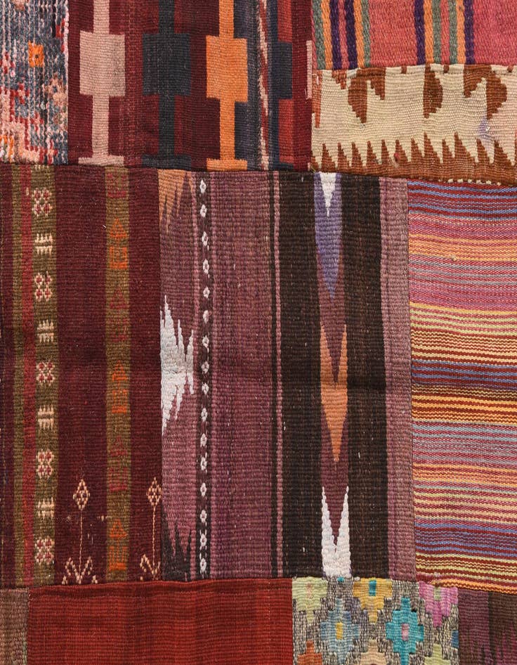 Detail image of  5' 7 x 8' 1  Hand Woven Kilim Patchwork Wool Rug