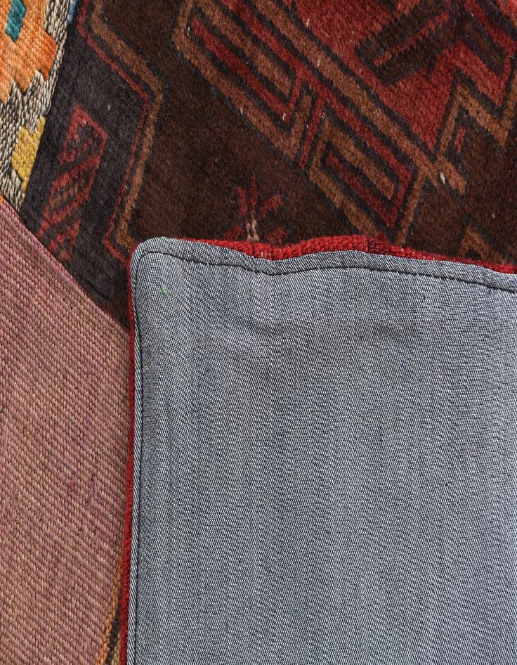 Detail image of  5' 7 x 8' 1  Hand Woven Kilim Patchwork Wool Rug