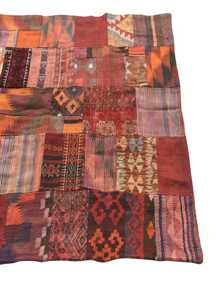 Detail image of  4' x 6'  Hand Woven Kilim Patchwork Wool Rug