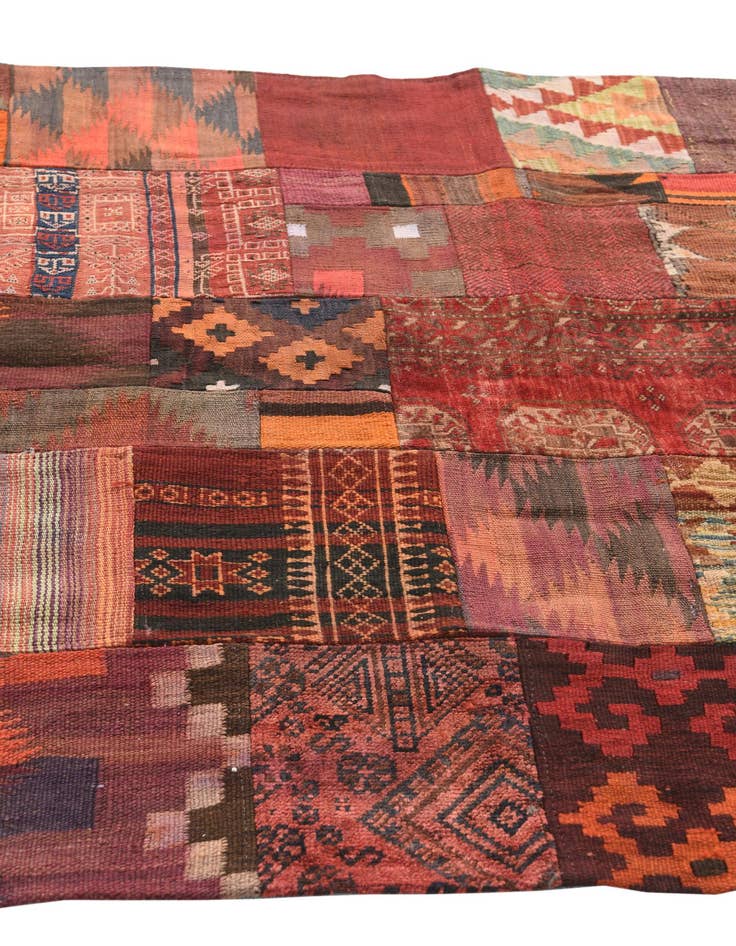 Detail image of  4' x 6'  Hand Woven Kilim Patchwork Wool Rug