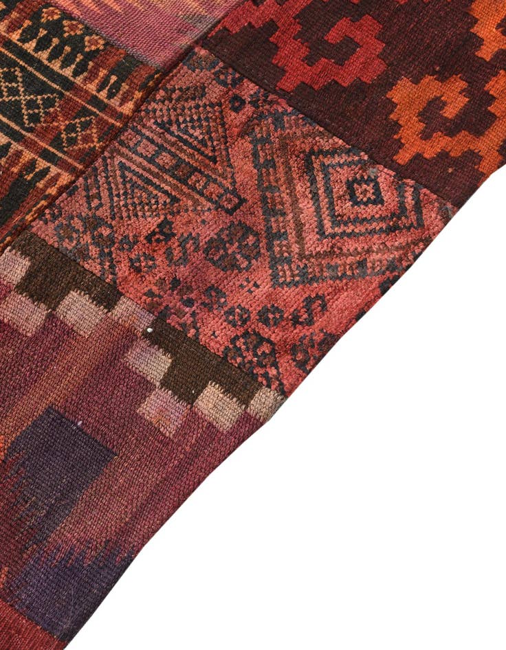 Detail image of  4' x 6'  Hand Woven Kilim Patchwork Wool Rug