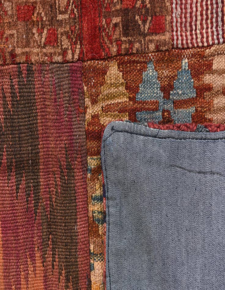Detail image of  4' x 6'  Hand Woven Kilim Patchwork Wool Rug