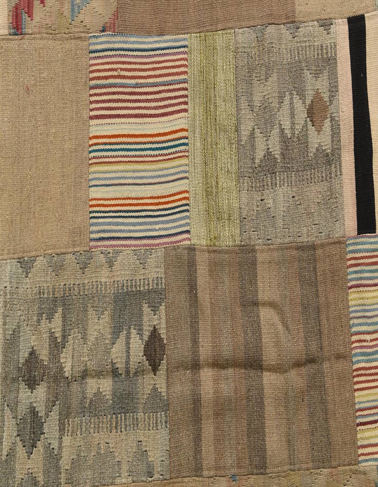 Detail image of  5' 6 x 8'  Hand Woven Kilim Patchwork Wool Rug
