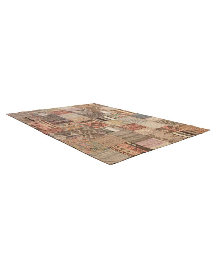 Detail image of  7' 2 x 10'  Hand Woven Kilim Patchwork Wool Rug