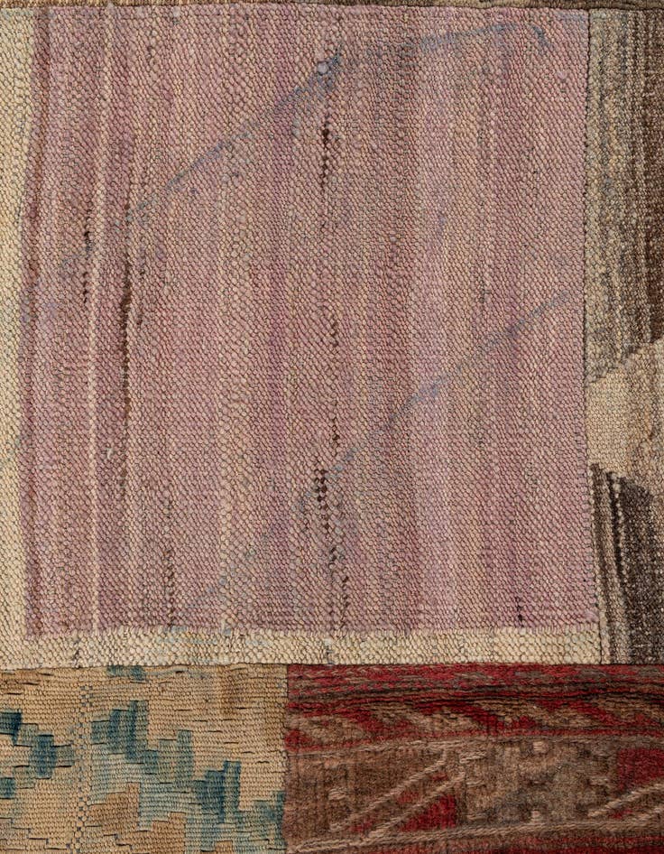 Detail image of  7' 2 x 10'  Hand Woven Kilim Patchwork Wool Rug