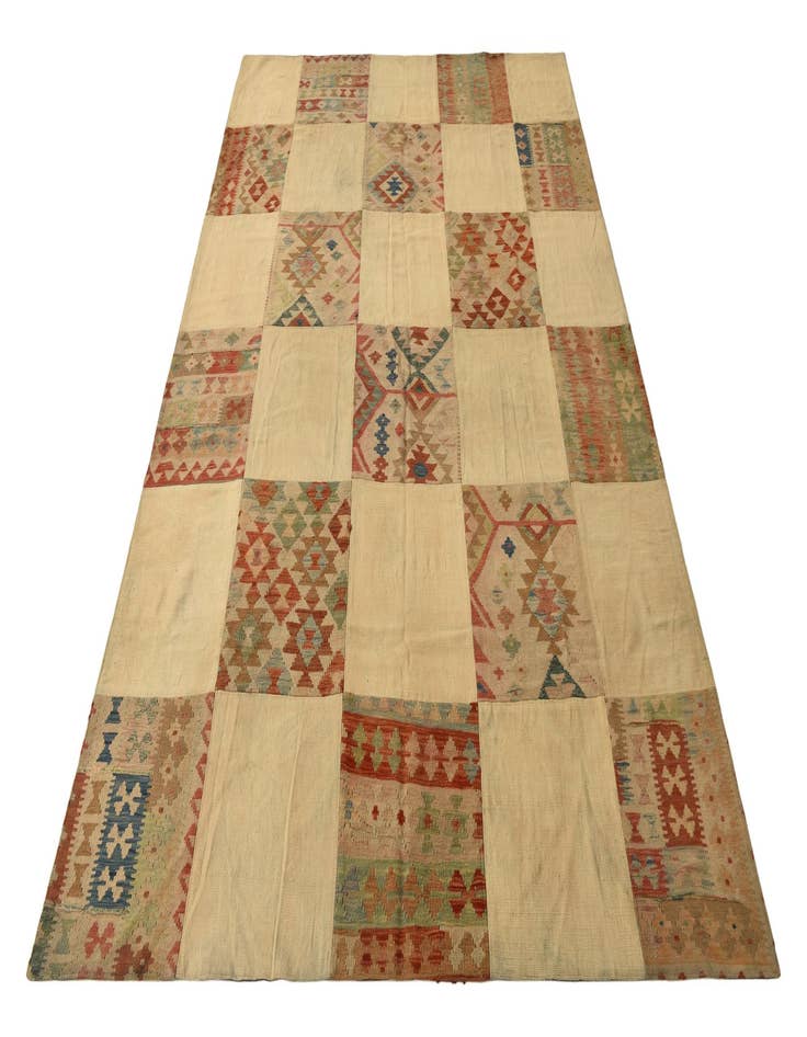 Detail image of  7' 1 x 9' 10  Hand Woven Kilim Patchwork Wool Rug