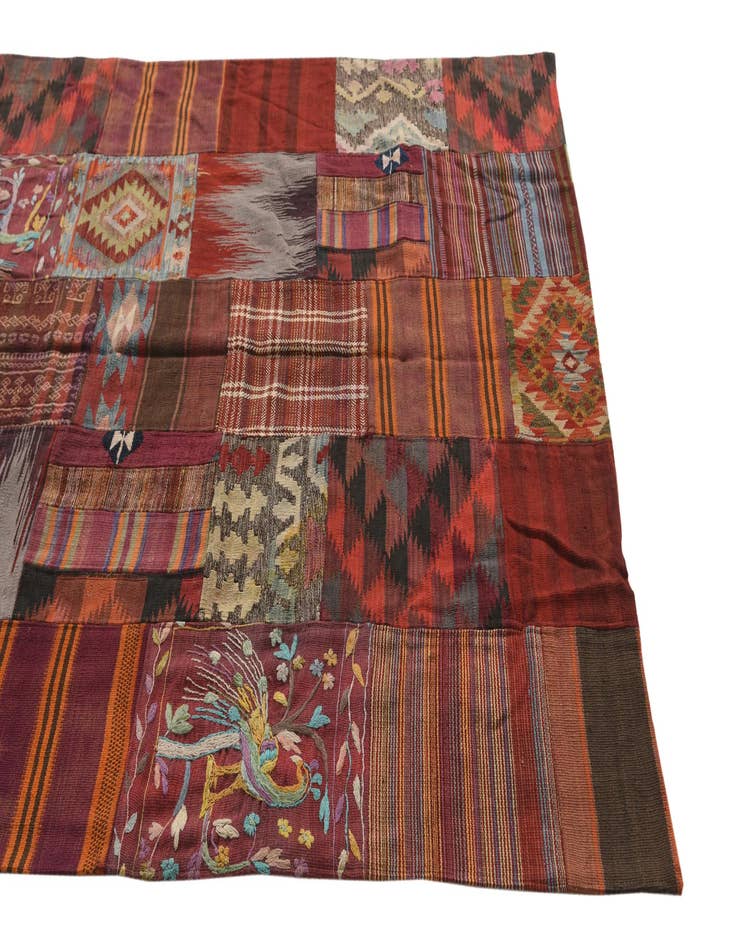 Detail image of  5' 6 x 8'  Hand Woven Kilim Patchwork Wool Rug