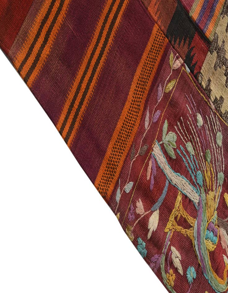 Detail image of  5' 6 x 8'  Hand Woven Kilim Patchwork Wool Rug