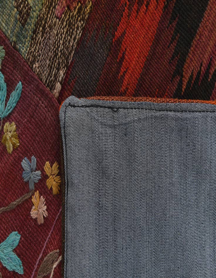 Detail image of  5' 6 x 8'  Hand Woven Kilim Patchwork Wool Rug