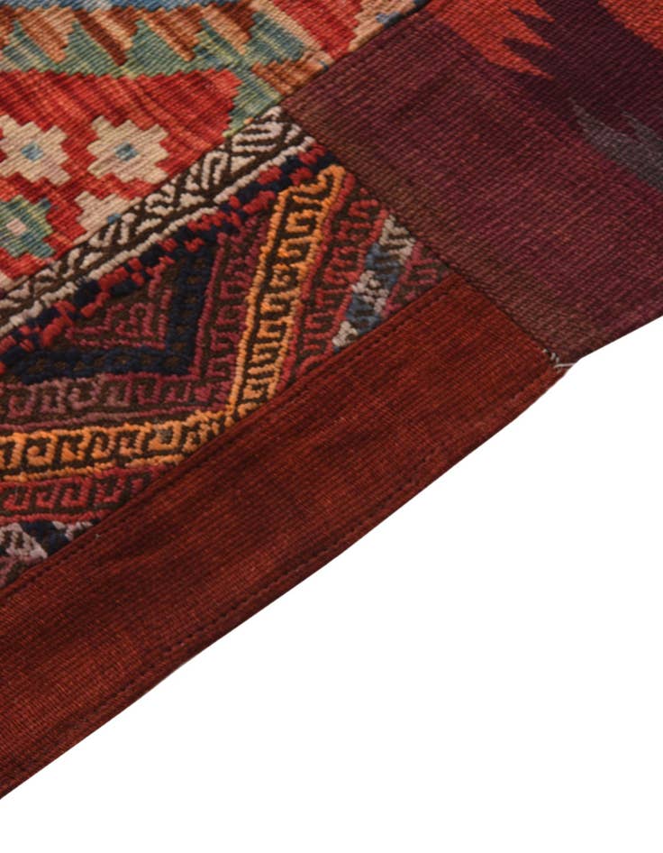 Detail image of  4' 1 x 6'  Hand Woven Kilim Patchwork Wool Rug