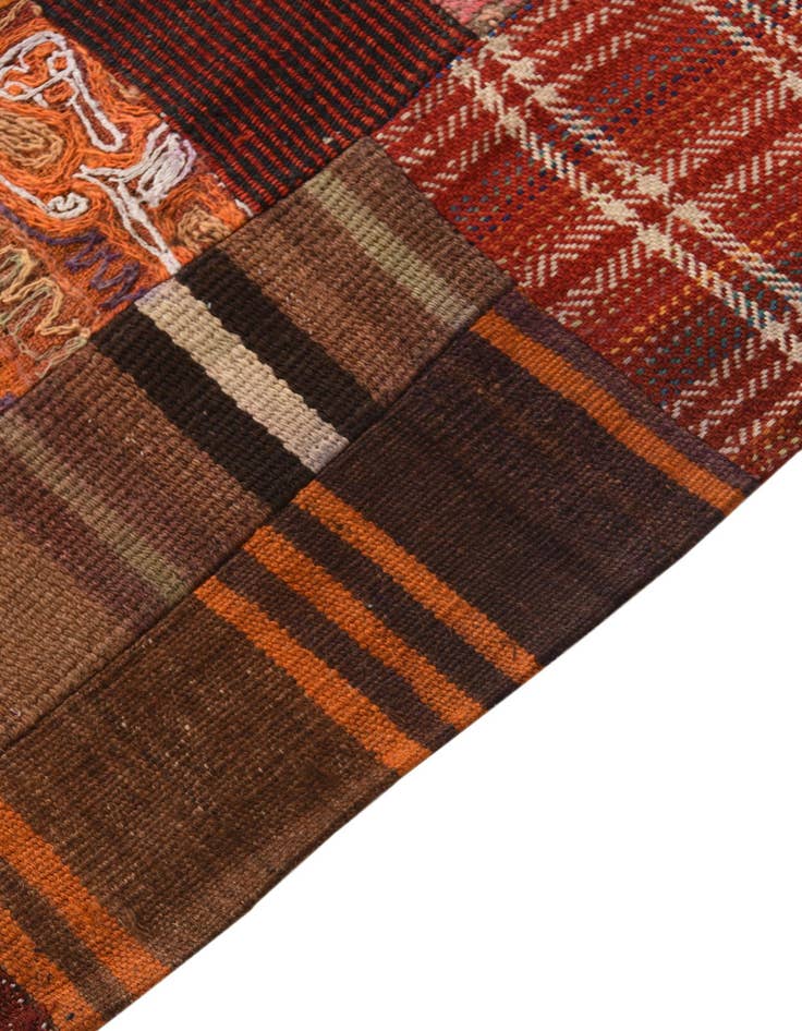 Detail image of  3' 10 x 6'  Hand Woven Kilim Patchwork Wool Rug