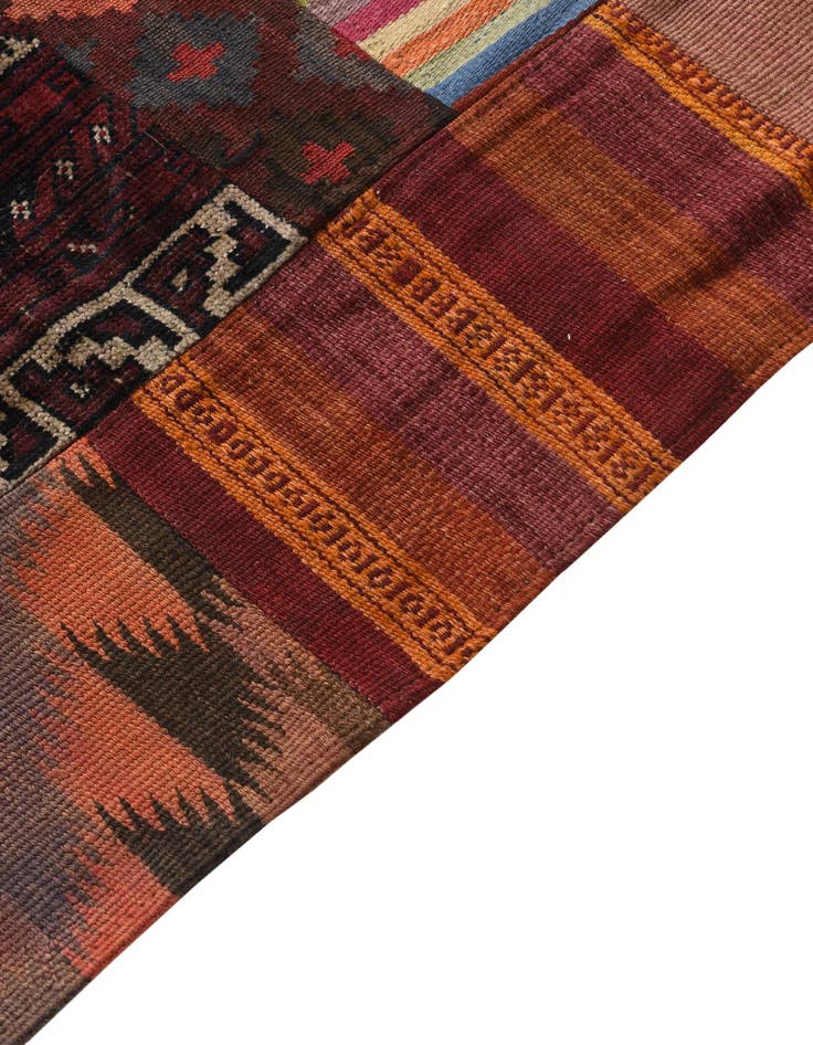 Detail image of  4' x 5' 10  Hand Woven Kilim Patchwork Wool Rug