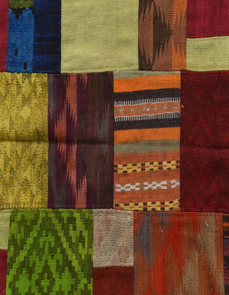 Detail image of  5' 3 x 7' 7  Hand Woven Kilim Patchwork Wool Rug