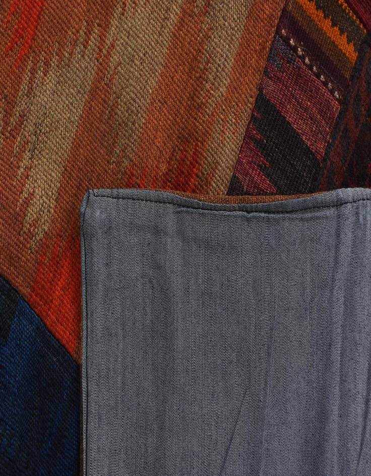 Detail image of  5' 3 x 7' 7  Hand Woven Kilim Patchwork Wool Rug