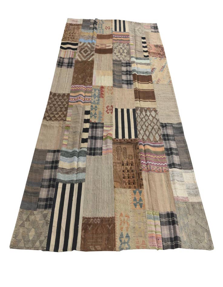 Detail image of  6' 5 x 10'  Hand Woven Kilim Patchwork Wool Rug