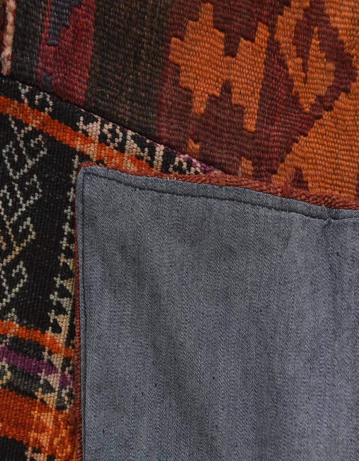 Detail image of  4' x 5' 10  Hand Woven Kilim Patchwork Wool Rug