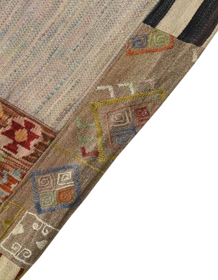 Detail image of  5' 3 x 8' 10  Hand Woven Kilim Patchwork Wool Rug