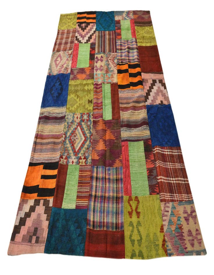 Detail image of  5' 5 x 7' 10  Hand Woven Kilim Patchwork Wool Rug