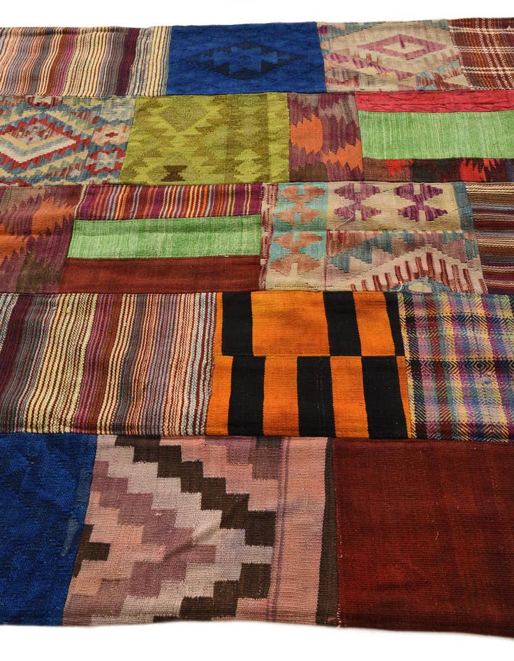 Detail image of  5' 5 x 7' 10  Hand Woven Kilim Patchwork Wool Rug