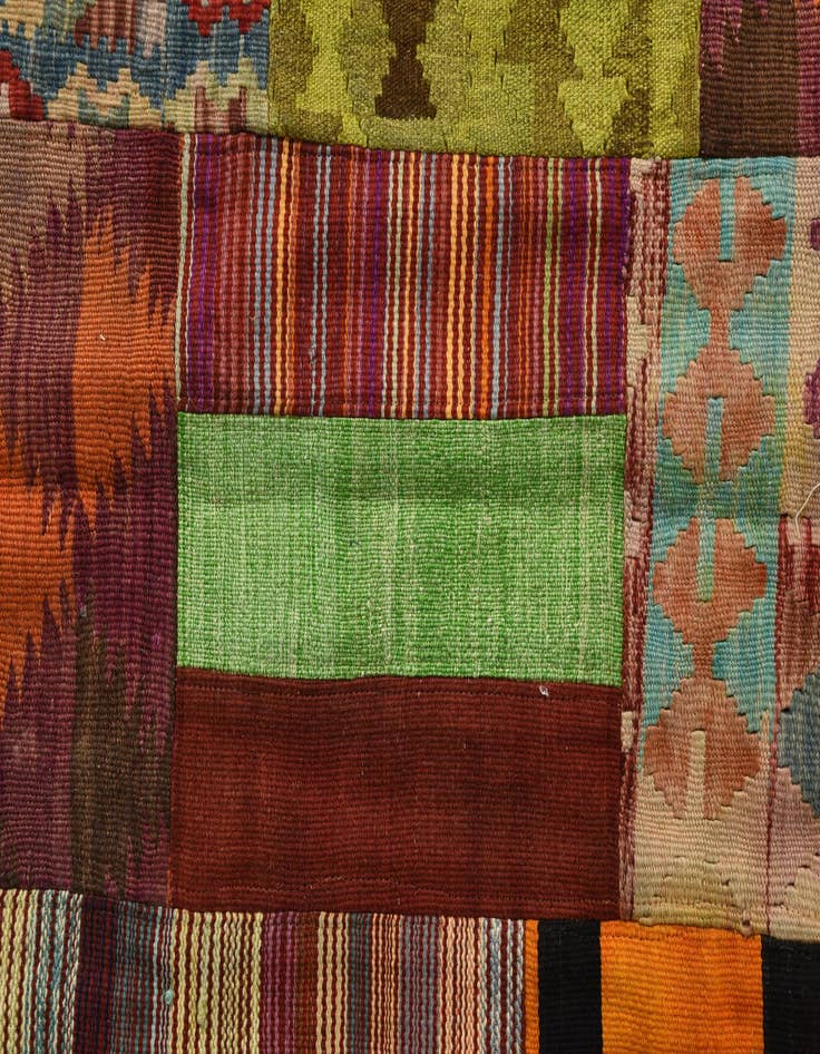 Detail image of  5' 5 x 7' 10  Hand Woven Kilim Patchwork Wool Rug