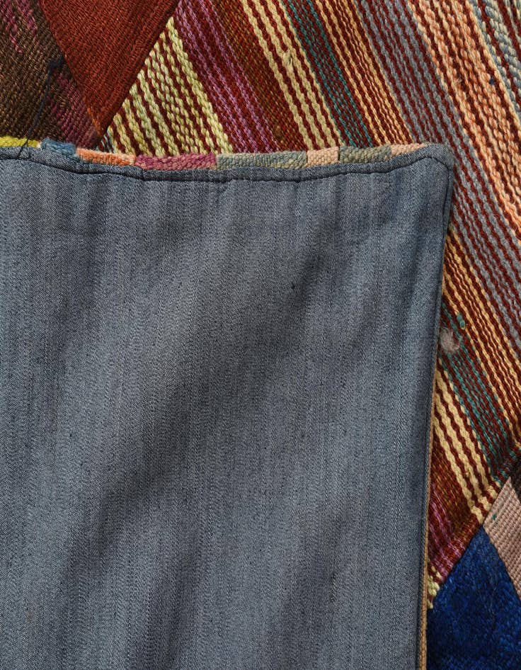 Detail image of  5' 5 x 7' 10  Hand Woven Kilim Patchwork Wool Rug