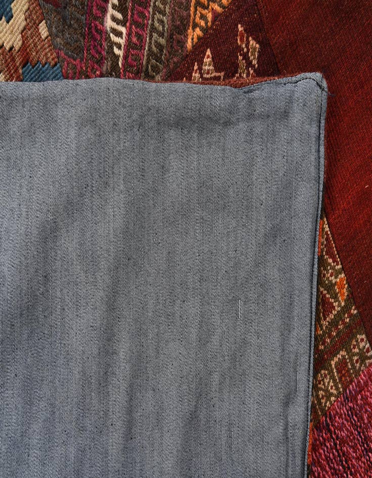 Detail image of  4' 9 x 6' 7  Hand Woven Kilim Patchwork Wool Rug