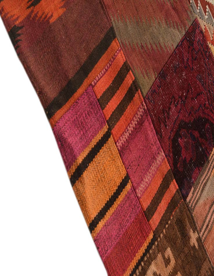 Detail image of  4' 10 x 6' 6  Hand Woven Kilim Patchwork Wool Rug