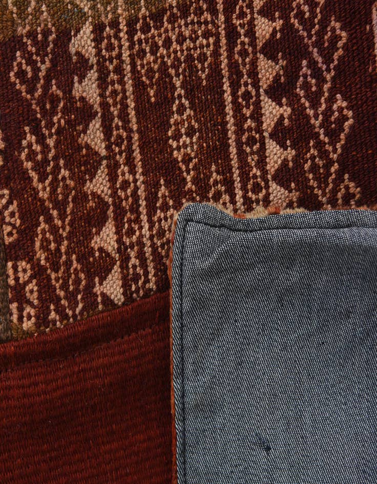 Detail image of  4' 10 x 6' 6  Hand Woven Kilim Patchwork Wool Rug