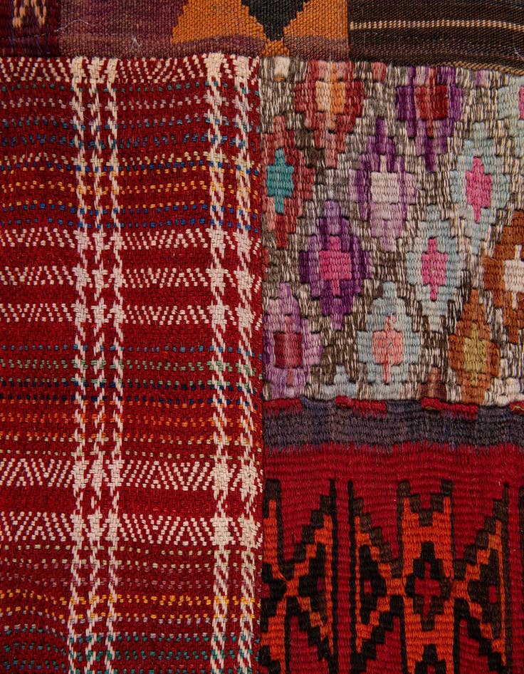 Detail image of  5' x 6' 8  Hand Knotted Kilim Patchwork Wool Rug