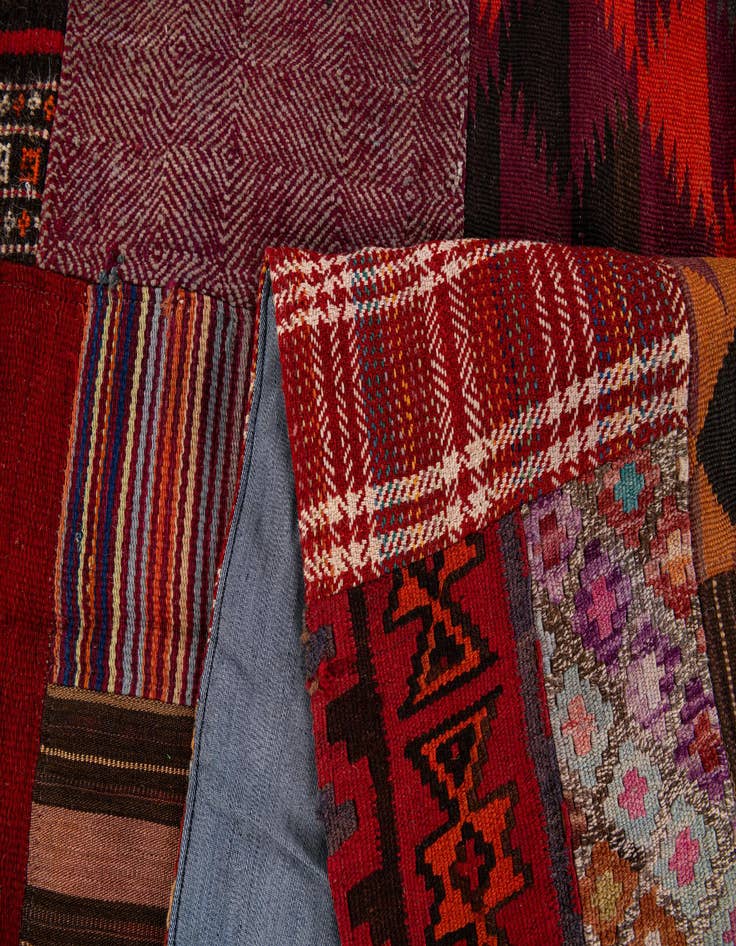 Detail image of  5' x 6' 8  Hand Knotted Kilim Patchwork Wool Rug