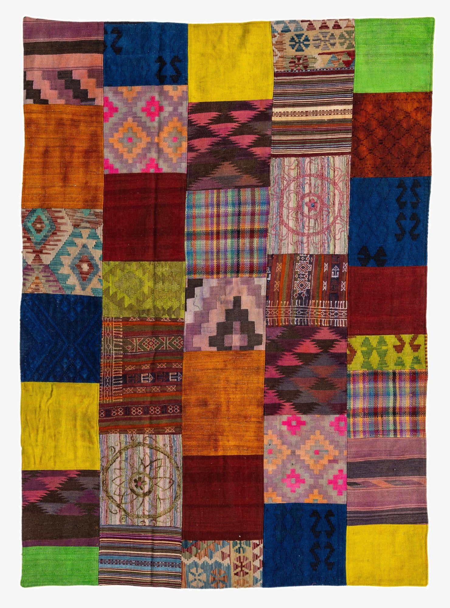  5' 6 x 7' 7  Hand Woven Kilim Patchwork Wool Rug