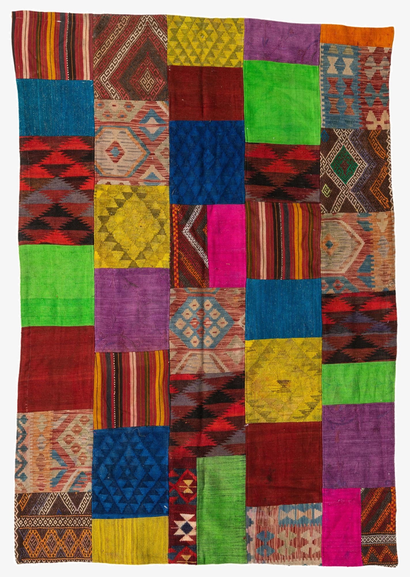  5' 5 x 7' 10  Hand Woven Kilim Patchwork Wool Rug