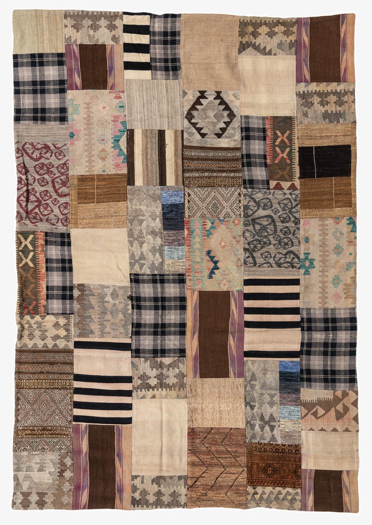  6' 5 x 9' 4  Hand Woven Kilim Patchwork Wool Rug