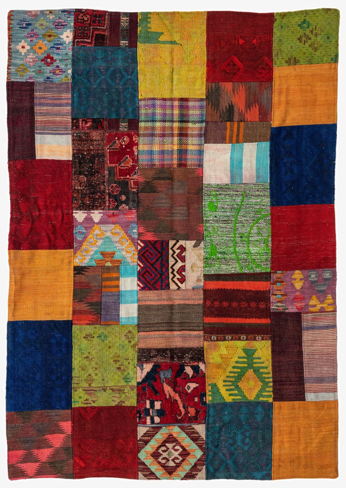  4' 2 x 5' 10  Hand Woven Kilim Patchwork Wool Rug