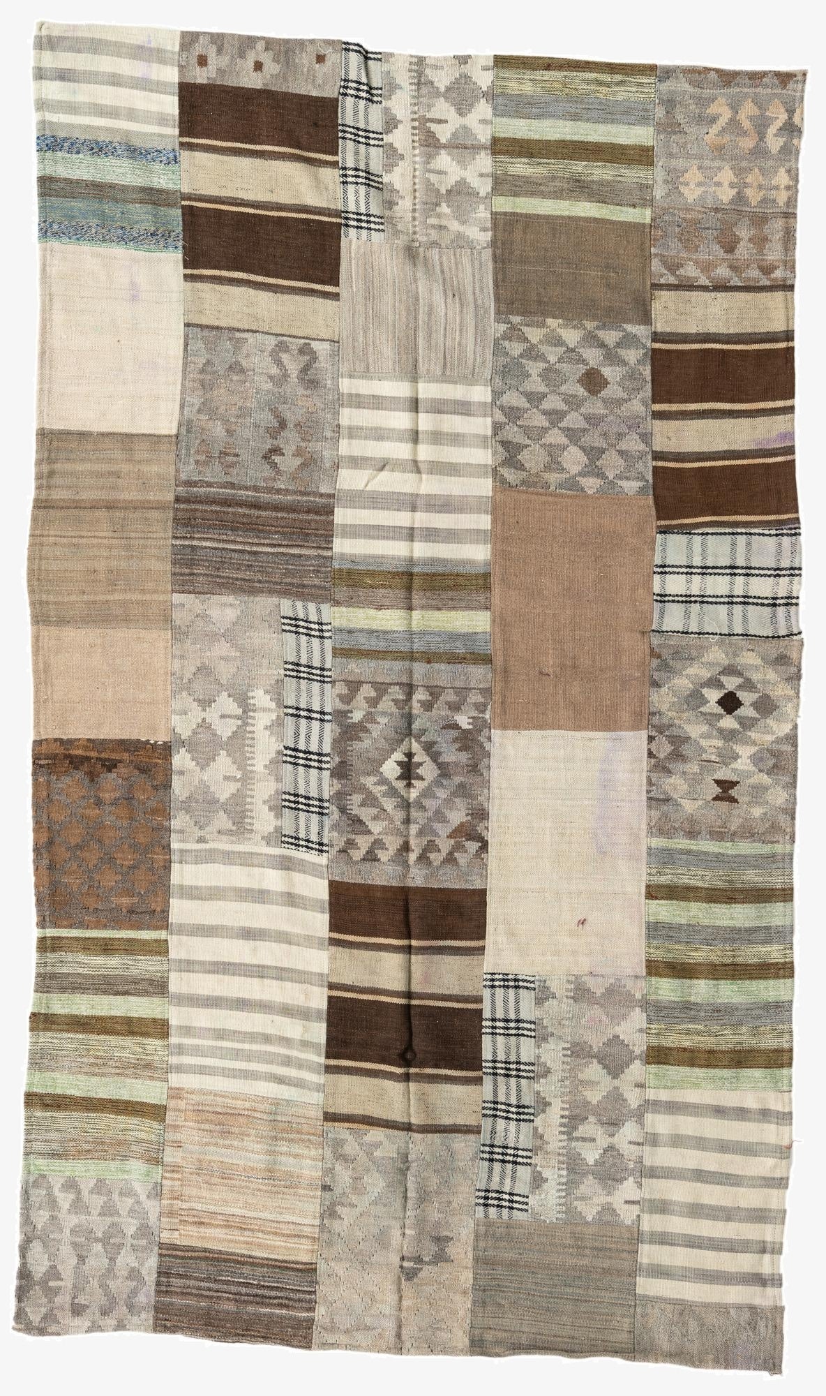  5' 4 x 9' 2  Hand Woven Kilim Patchwork Wool Rug