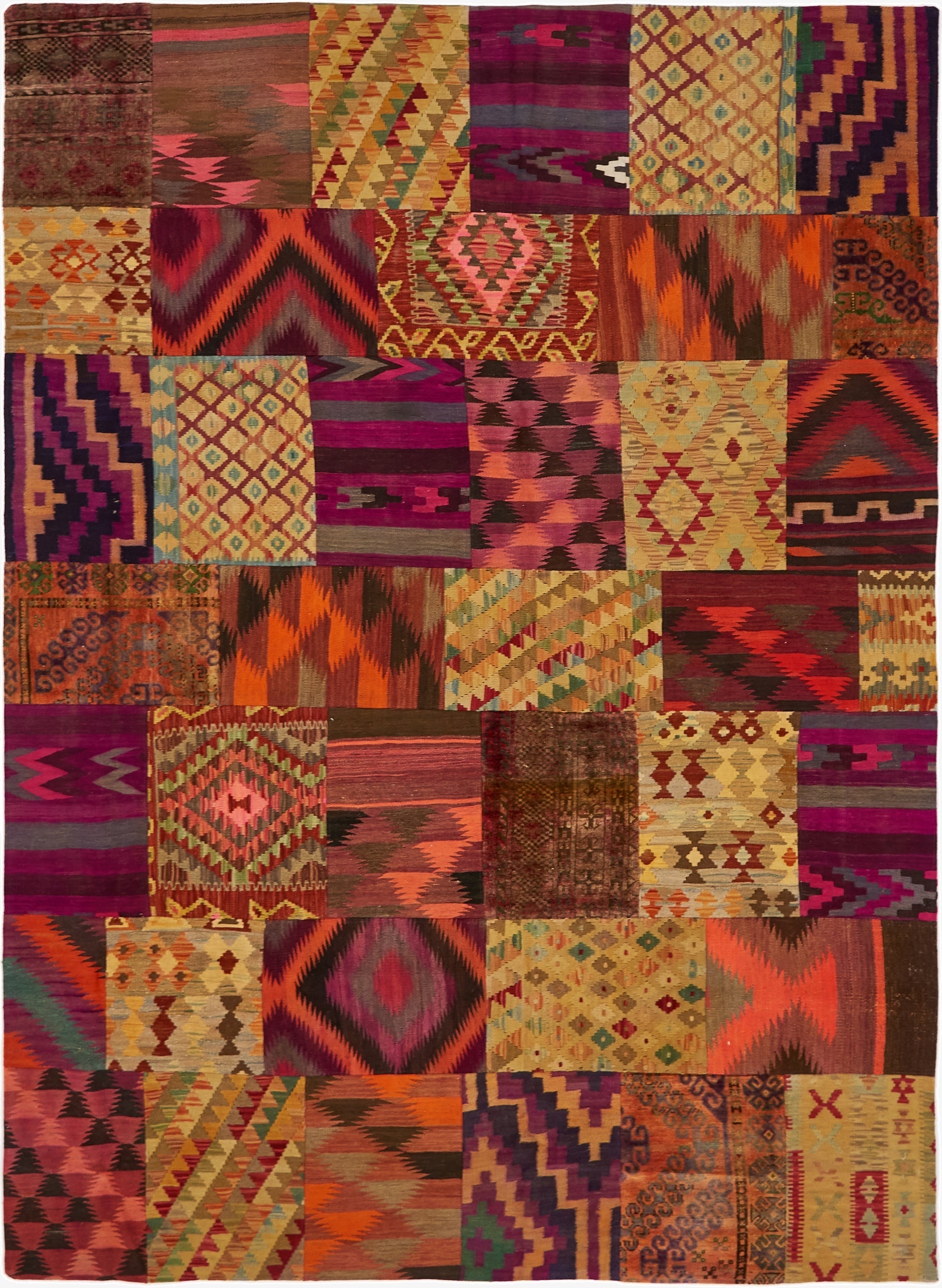  7' x 9' 7  Hand Woven Kilim Patchwork Wool Rug