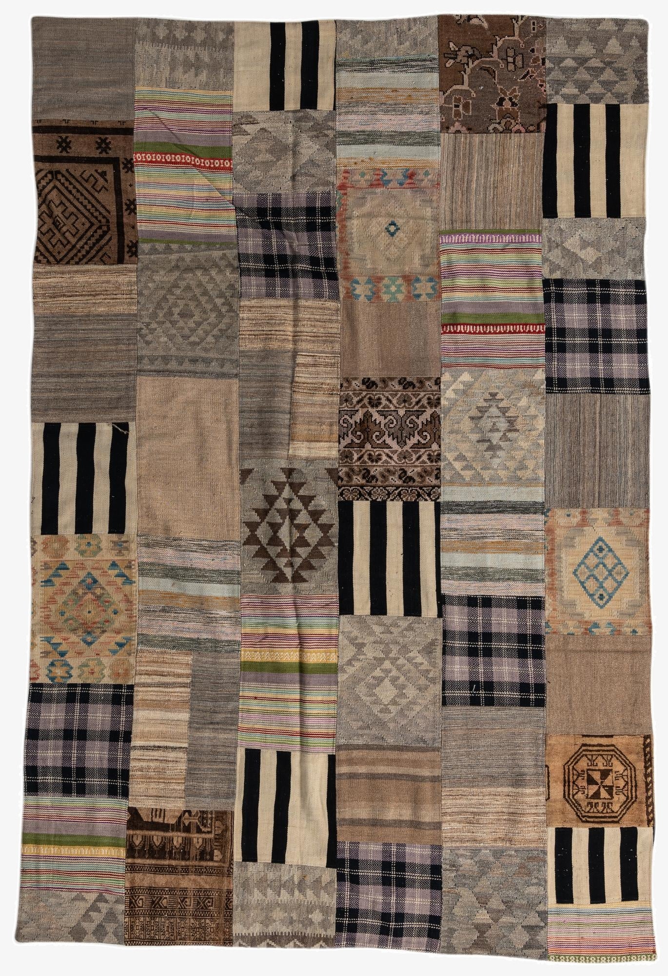  6' 6 x 9' 9  Hand Woven Kilim Patchwork Wool Rug