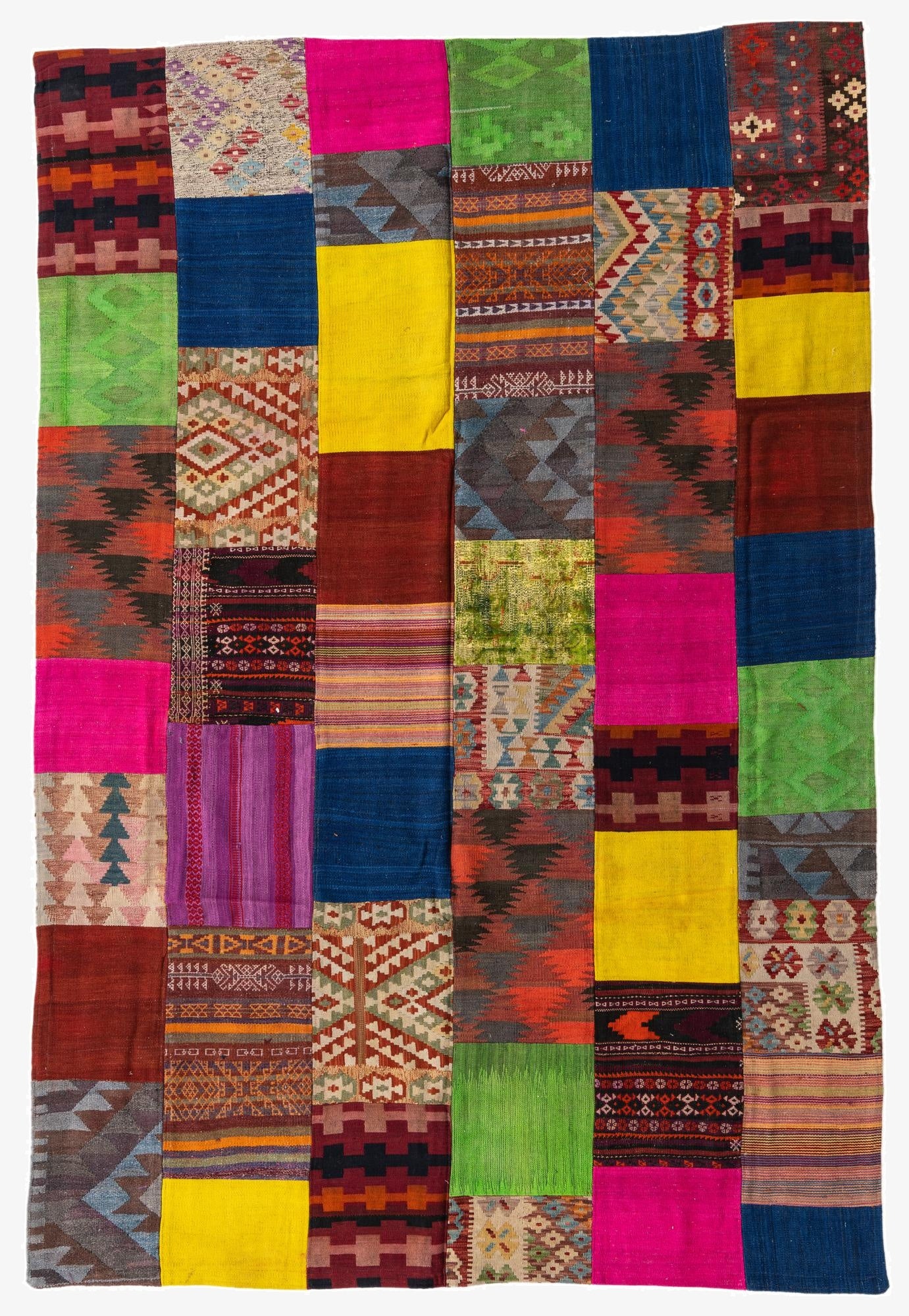  6' 8 x 9' 10  Hand Woven Kilim Patchwork Wool Rug