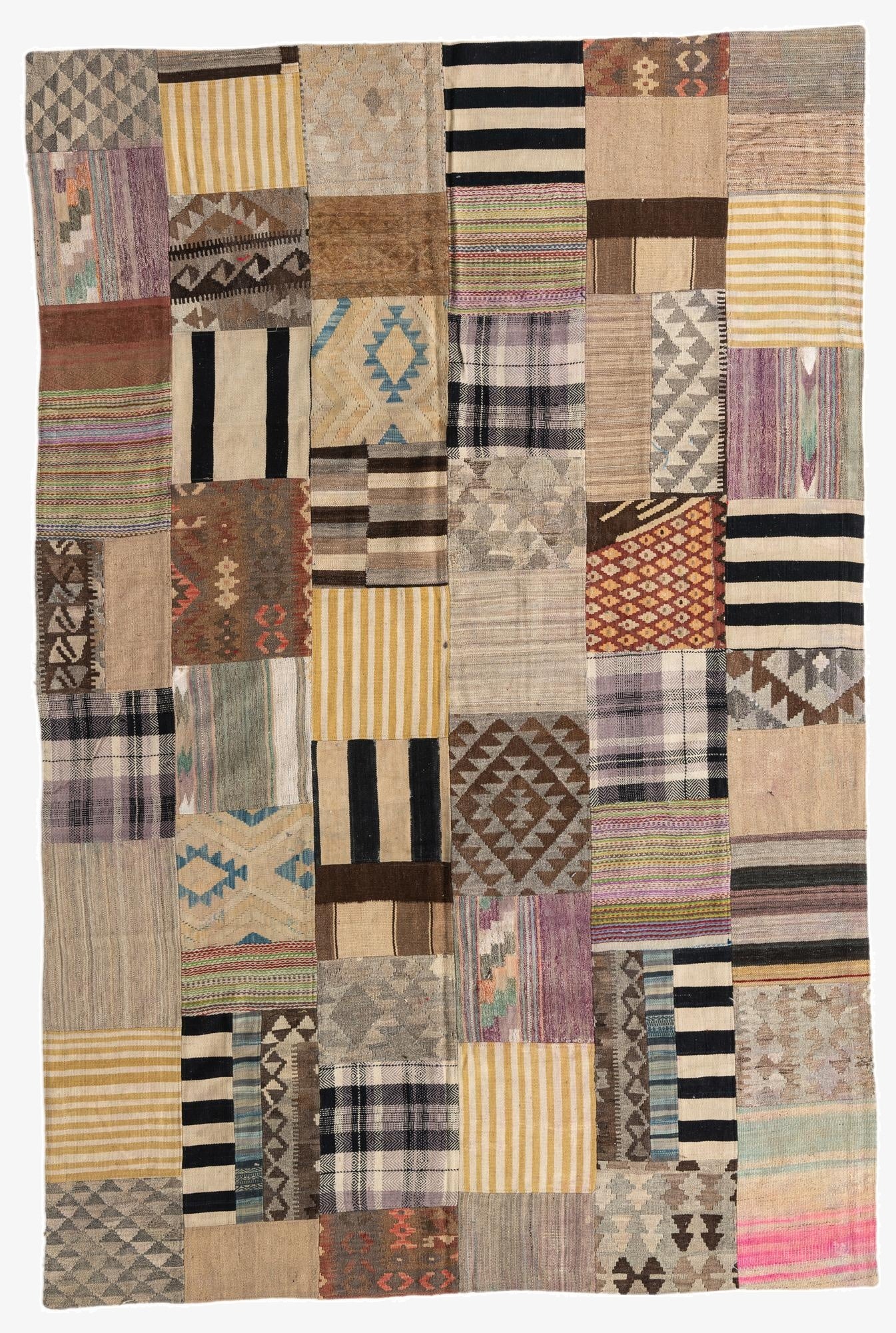 6' 7 x 10'  Hand Woven Kilim Patchwork Wool Rug