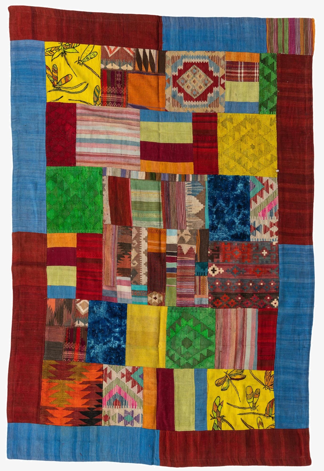  5' 7 x 8' 3  Hand Woven Kilim Patchwork Wool Rug