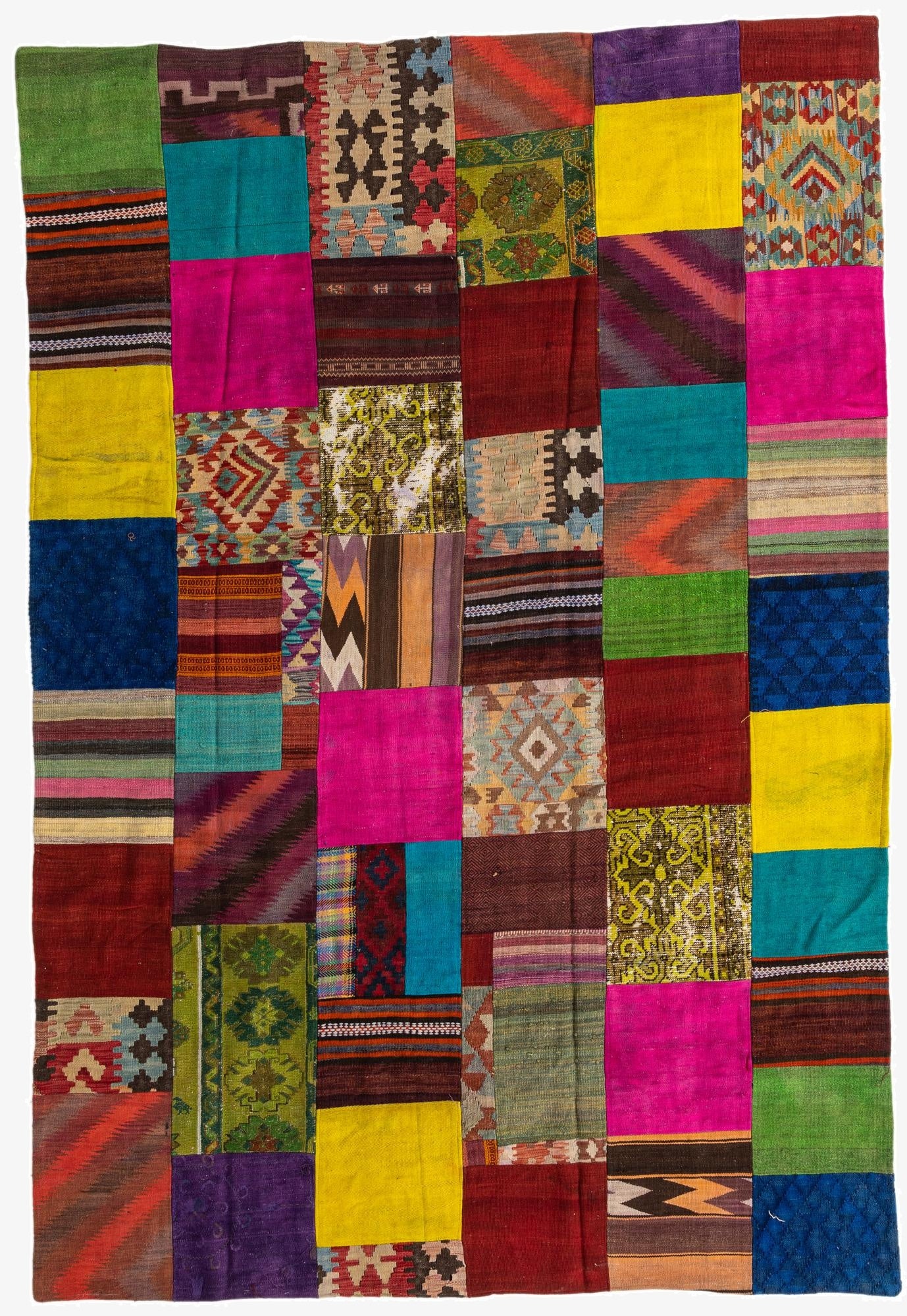  6' 9 x 10'  Hand Woven Kilim Patchwork Wool Rug