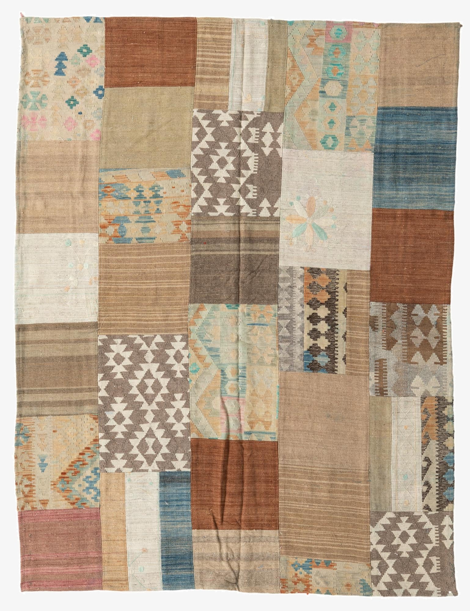  6' x 7' 9  Hand Woven Kilim Patchwork Wool Rug