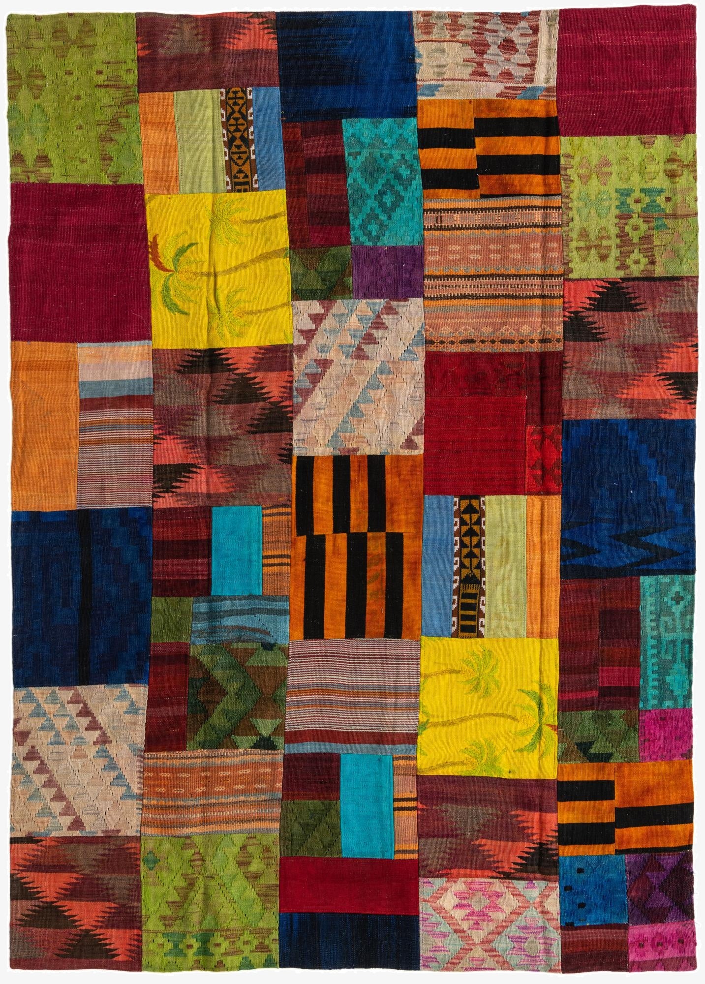  5' 7 x 8'  Hand Woven Kilim Patchwork Wool Rug