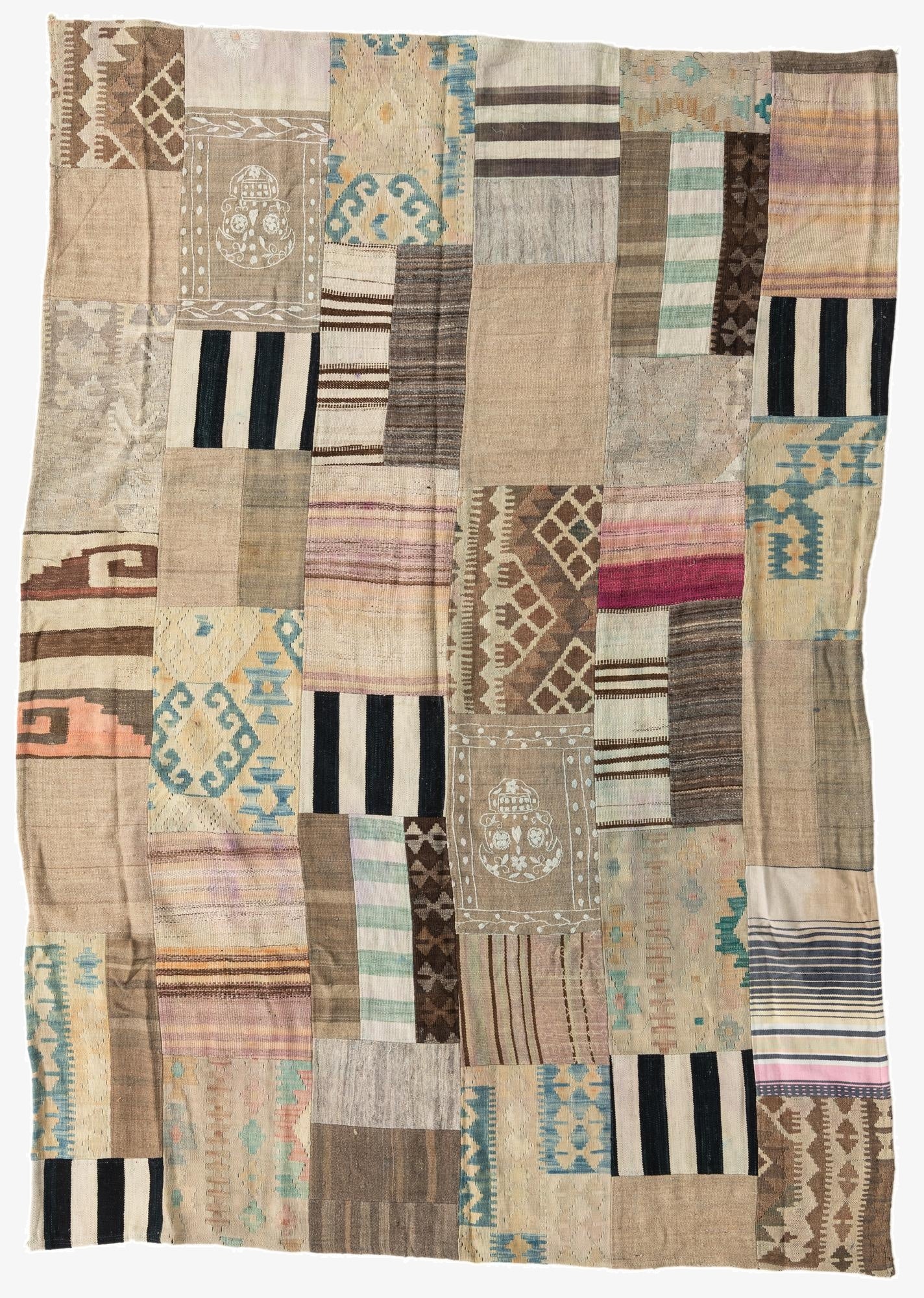  6' 5 x 9'  Hand Woven Kilim Patchwork Wool Rug